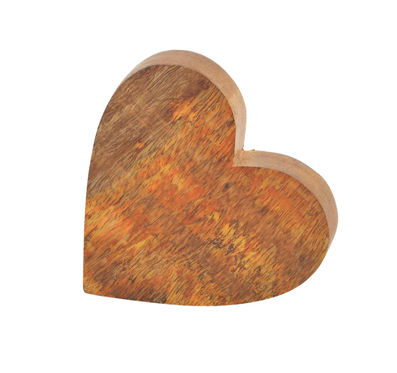 Mr Beam Herz, Mangoholz braun, 10x2x10cm, 4er Pack