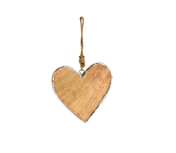 Mr Beam Herz mit Anhänger, Mangoholz, 15x15x1cm, gold/silber - Image 2