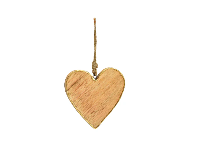 Mr Beam Herz mit Anhänger, Mangoholz, 15x15x1cm, gold/silber - Image 3