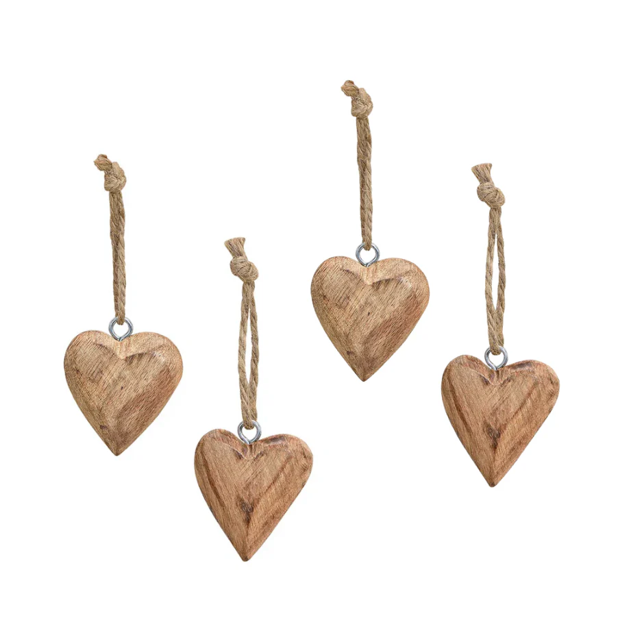 Mr Beam Herzanhänger, Mangoholz, 4x4x2cm, 12er Pack