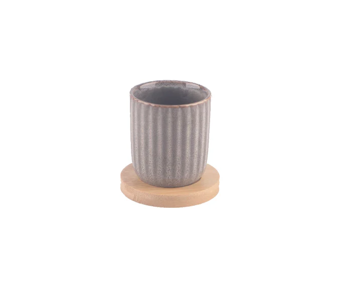 Mr Beam Keramikbecher mit Untersetzer (grau/weiß/creme) - Image 3