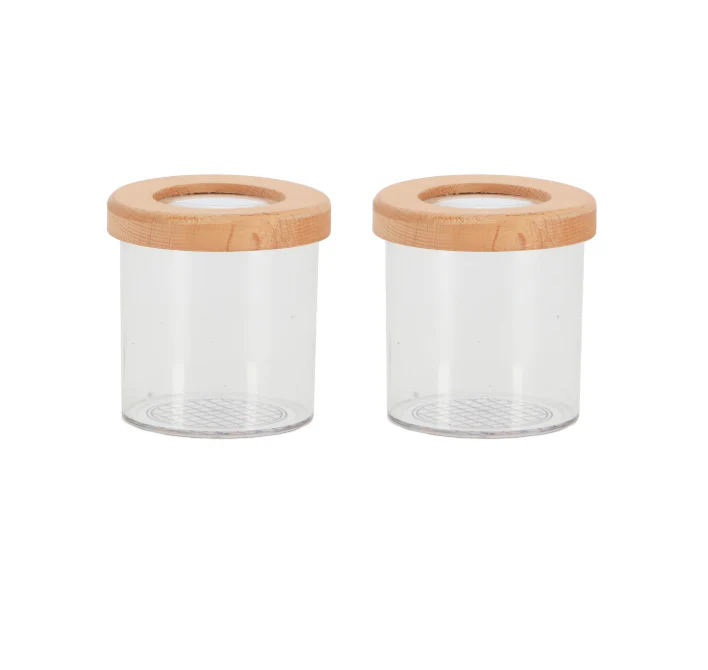 Mr Beam Lupenbecher mit Buchenholz, 7x7x7,2cm, 2er Pack