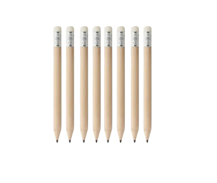 Mr Beam Minibleistift, 7cm, Holz mit Radiergummi, 100er Pack