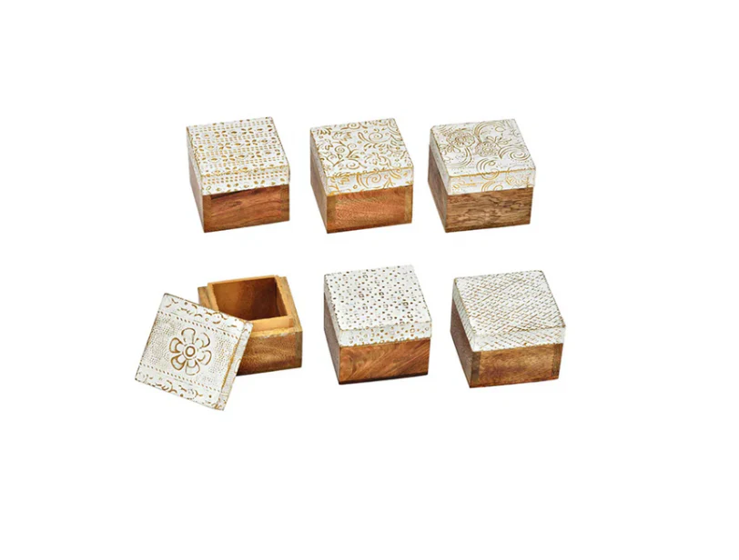 Mr Beam Schmuckdosen aus Mangoholz, 6er Set (verschiedene Formen) - Image 2
