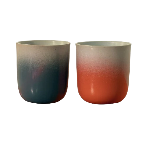 Mr Beam Steingut Becherset, 300ml, 6er Pack (pink/blau)