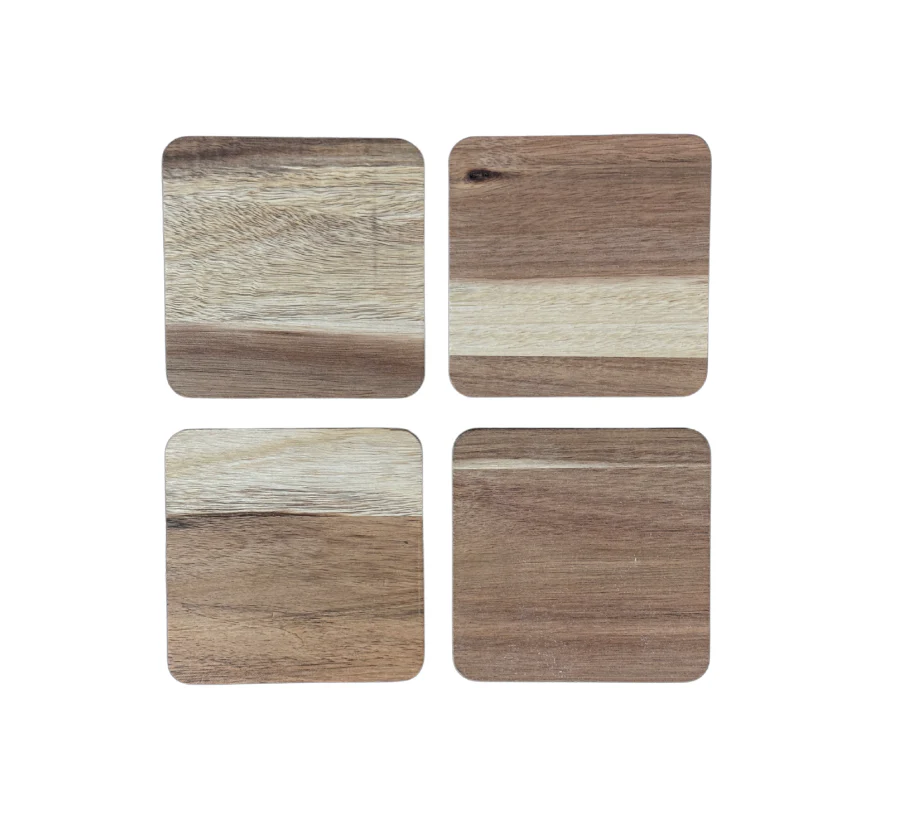 Mr Beam Untersetzer aus Akazienholz – 8er Set (10x10 cm)