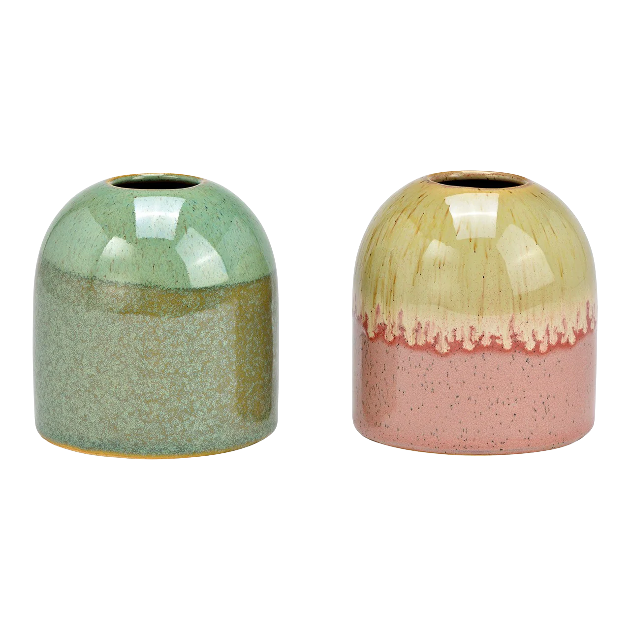 Mr Beam Vase, Keramik, grün/rosa, 8x9x8cm